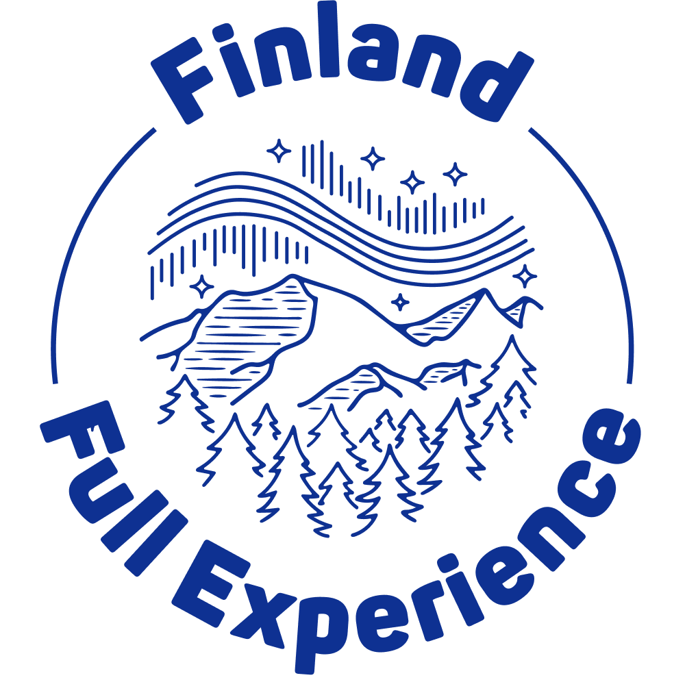 Finland Full Experience Stamp, in the middle there is northen lights and mountains